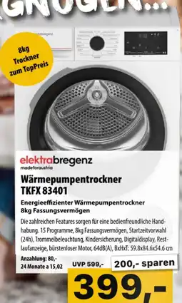 Cosmos elektrabregenz Wärmepumpentrockner TKFX 83401 Angebot