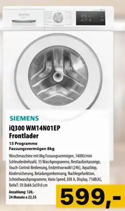 Cosmos Siemens iq300 wm14n01ep frontlader Angebot