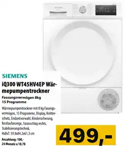Cosmos Siemens iq300 wt45hv4ep wär mepumpentrockner Angebot