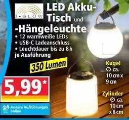 Norma Led akku tisch und hängeleuchte Angebot