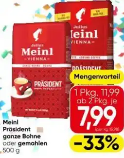 Eurospar Meinl Präsident ganze Bohne Angebot