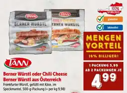 Interspar Berner Würstl oder Chili Cheese Berner Würstl aus Österreich Angebot
