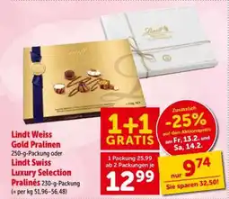 Interspar Lindt Weiss Gold Pralinen oder Lindt Swiss Luxury Selection Pralinés Angebot