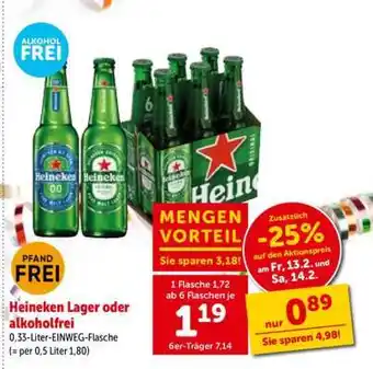 Interspar Heineken Lager oder alkoholfrei Angebot