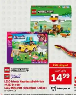 Interspar LEGO Friends Haustierzubehör-Van 42678 oder LEGO Minecraft Hühnerfarm 21585 Angebot