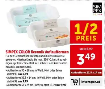 Interspar SIMPEX Color Keramik-Auflaufformen Angebot