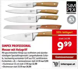 Interspar SIMPEX PROFESSIONAL Messer mit Holzgriff Angebot