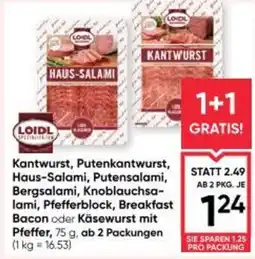 Maximarkt Kantwurst, Putenkantwurst, Haus-Salami, Putensalami, Bergsalami, Knoblauchsa- lami, Pfefferblock Angebot