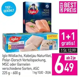 Sutterlüty Wildlachs, Kabeljau Naturfilet, Polar-Dorsch Vorteilspackung, MSC oder Garnelen Angebot