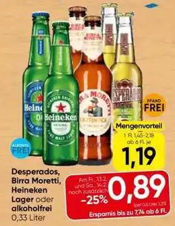 Spar Desperados, Birra Moretti, Heineken Lager oder alkoholfrei Angebot