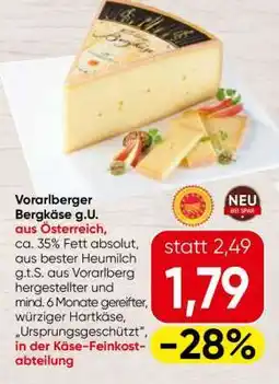 Spar Vorarlberger Bergkäse g.U Angebot