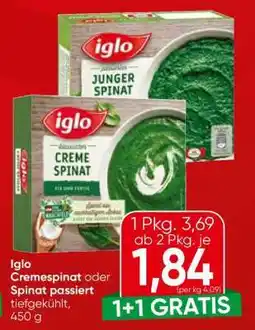 Eurospar iglo Cremespinat oder Spinat passiert Angebot