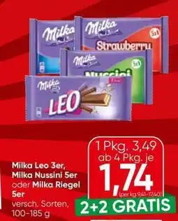 Spar Milka Leo 3er, Milka Nussini 5er oder Milka Riegel 5er Angebot