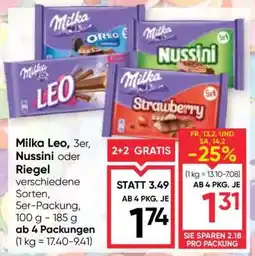 Maximarkt Milka Leo, 3er, Nussini oder Riegel Angebot