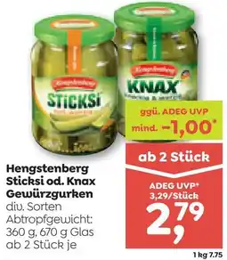 ADEG Hengstenberg Sticksi od. Knax Gewürzgurken Angebot