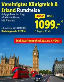 Lidl Reisen Vereinigtes Königreich & Irland Rundreise Angebot