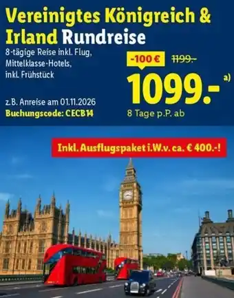 Lidl Reisen Vereinigtes Königreich & Irland Rundreise Angebot