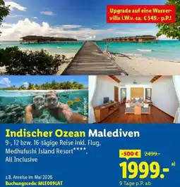 Lidl Reisen Indischer Ozean Malediven Angebot