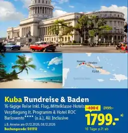 Lidl Reisen Kuba Rundreise & Baden Angebot