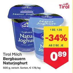 MPreis Bergbauern naturjoghurt Angebot