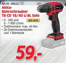 Zgonc Akku Bohrschrauber TE-CD 18/40 Li BL Solo Angebot