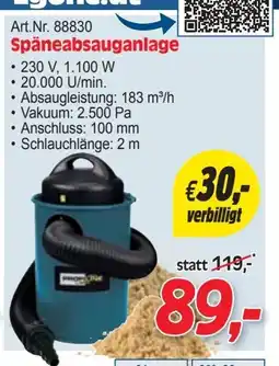 Zgonc Späneabsauganlage Angebot