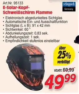 Zgonc E-Solar-Kopf- Schweißschirm Flamme Angebot