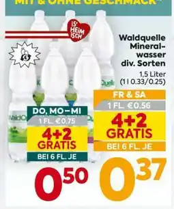 Billa Waldquelle Mineralwasser div. Sorten Angebot