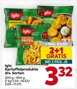 Billa Iglo Kartoffelprodukte div. Sorten Angebot
