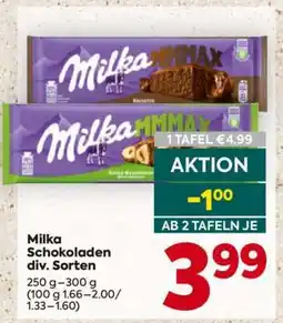 Billa Milka Schokoladen div. Sorten Angebot