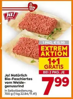 Billa Ja! Natürlich Bio-Faschiertes vom Weide-genussrind Angebot