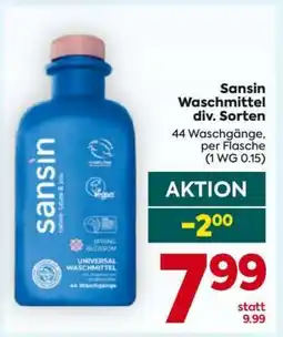 Billa Sansin Waschmittel div. Sorten Angebot