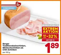 Billa Berger Traditionsbeinschinken, Bärlauchschinken od. Chili-Schinken Angebot