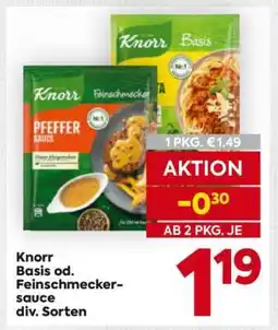 Billa Knorr Basis od. Feinschmeckersauce div. Sorten Angebot