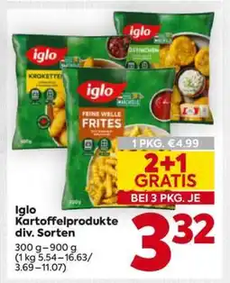 Billa Iglo Kartoffelprodukte div. Sorten Angebot