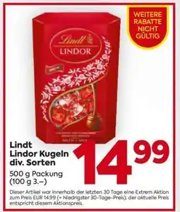 Billa Lindt Lindor Kugeln div. Sorten Angebot