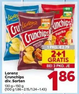 Billa Lorenz Crunchips div. Sorten Angebot