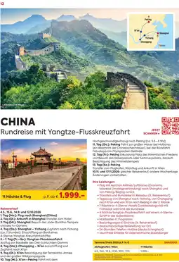 Billa Reisen China rundreise mit yangtze-flusskreuzfahrt Angebot