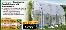 Norma Ganzjahres Gewächshaus mit Bodenmatte Angebot