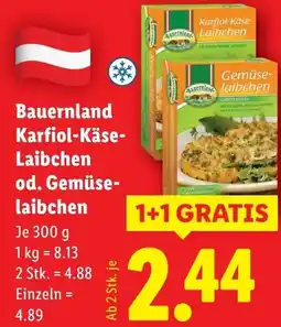Lidl Bauernland Karfiol Käse Laibchen od Gemüse laibchen Angebot