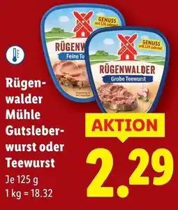 Lidl Rügen walder Mühle Gutsleber wurst oder Teewurst Angebot