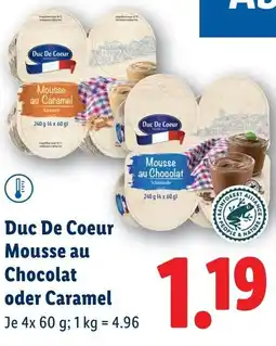 Lidl Duc De Coeur Mousse au Chocolat oder Caramel Angebot