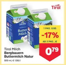 MPreis Tirol Milch Bergbauern Buttermilch Natur Angebot