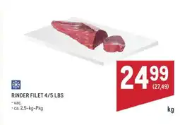 Metro Rinder Filet 4-5 LBS Angebot