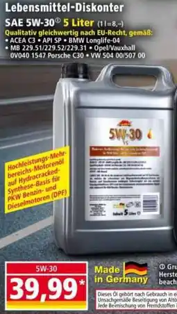Norma Lebensmittel-Diskonter SAE 5W-30 Angebot