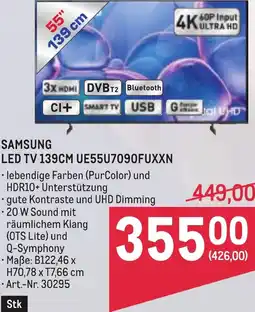 Metro Samsung led tv 139cm ue55u7090fuxxn Angebot