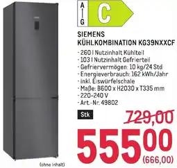 Metro Siemens kühlkombination kg39nxxcf Angebot