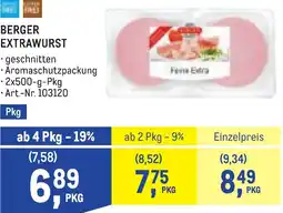 Metro Berger extrawurst Angebot