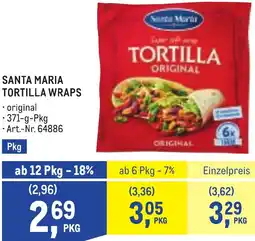 Metro Santa maria tortilla wraps Angebot
