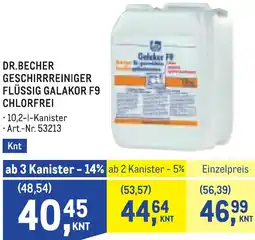 Metro Dr.becher geschirrreiniger flüssig galakor Angebot